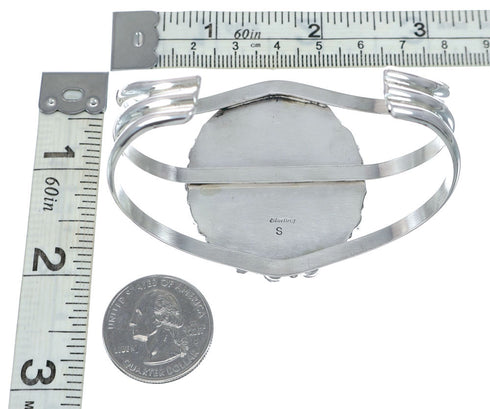 Navajo Sterling Silver Malachite Treasure Cuff Bracelet NX11777